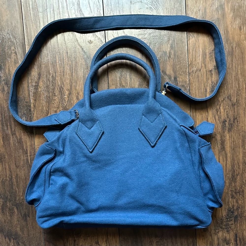 Vivienne Westwood Yasmine (?) Satchel w/Logo Buttons Tela Blu